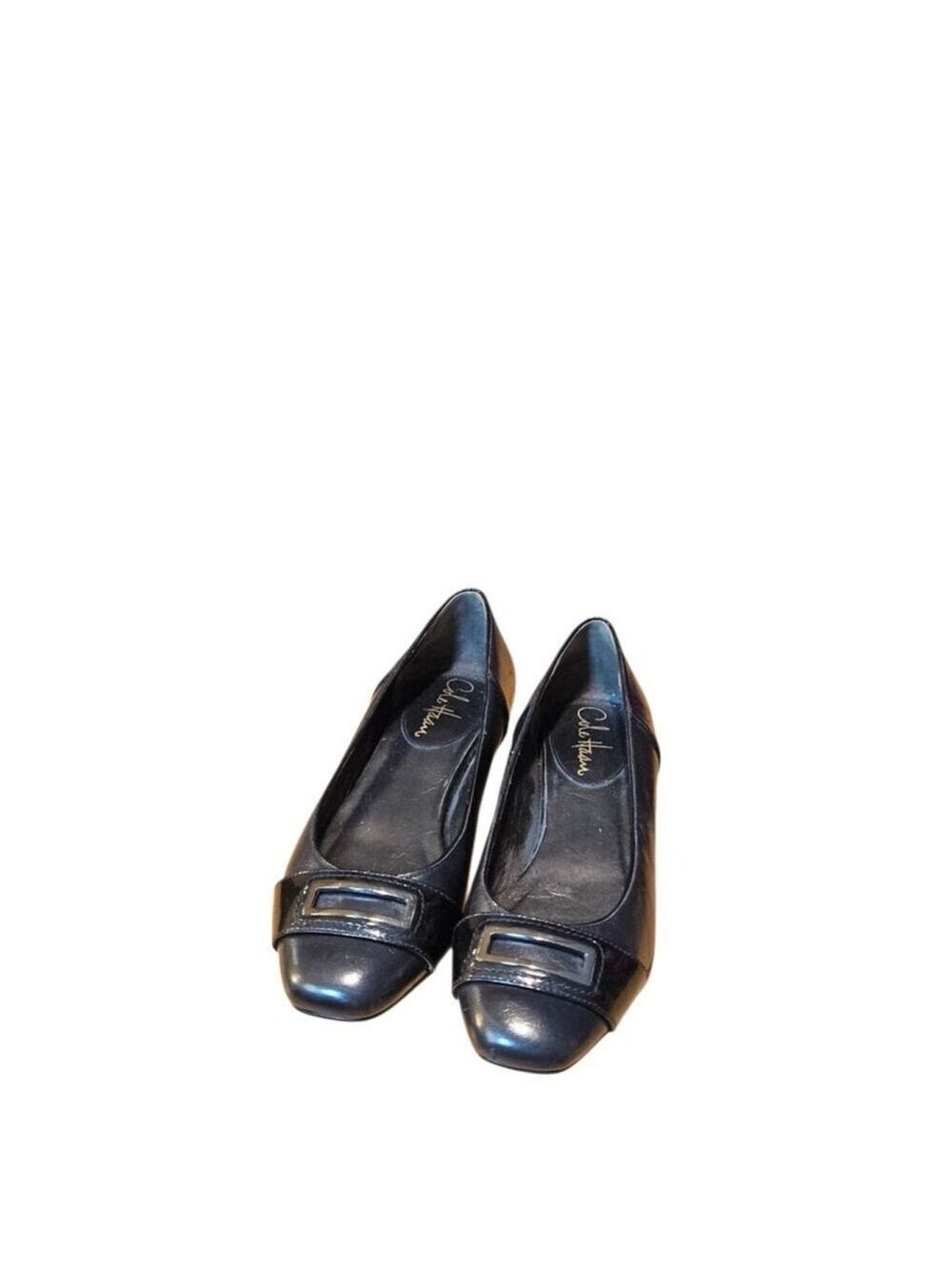Cole Haan Black Leather Flats with Silver Buckle Size 7.5 - Picture 11 of 16